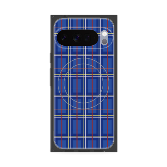 プレミアムスクエアケース with Pixelsnap［ Tartan Check - Blue ］