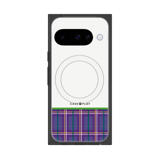 プレミアムスクエアケース with Pixelsnap［ CASEPLAY Tartan Check - Purple ］