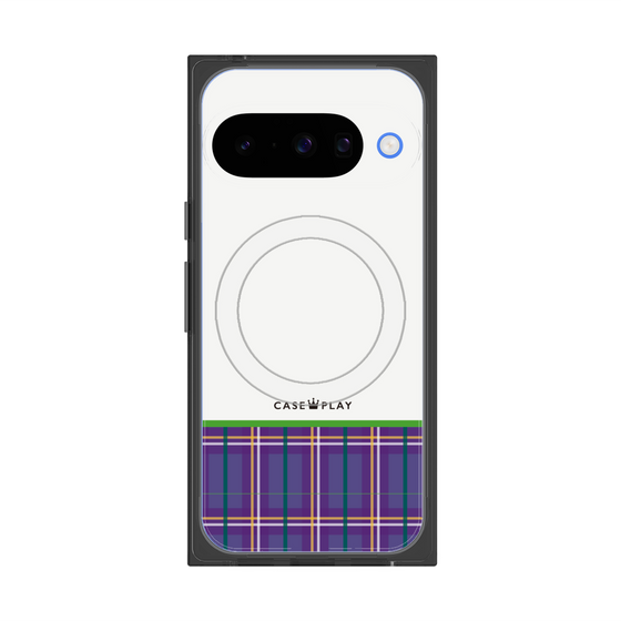 プレミアムスクエアケース with Pixelsnap［ CASEPLAY Tartan Check - Purple ］