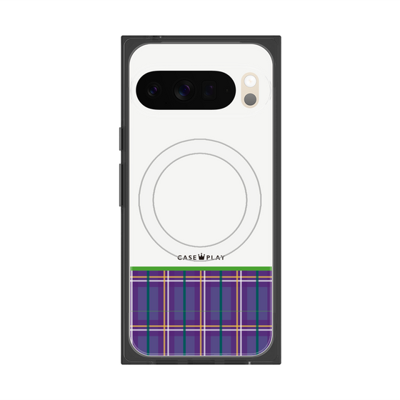 プレミアムスクエアケース with Pixelsnap［ CASEPLAY Tartan Check - Purple ］