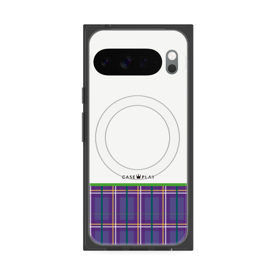 プレミアムスクエアケース with Pixelsnap［ CASEPLAY Tartan Check - Purple ］