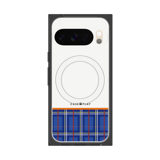 プレミアムスクエアケース with Pixelsnap［ CASEPLAY Tartan Check - Blue ］
