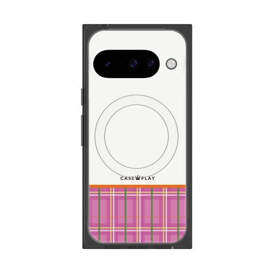 プレミアムスクエアケース with Pixelsnap［ CASEPLAY Tartan Check - Pink ］