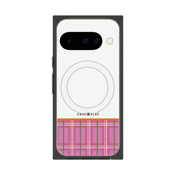 プレミアムスクエアケース with Pixelsnap［ CASEPLAY Tartan Check - Pink ］