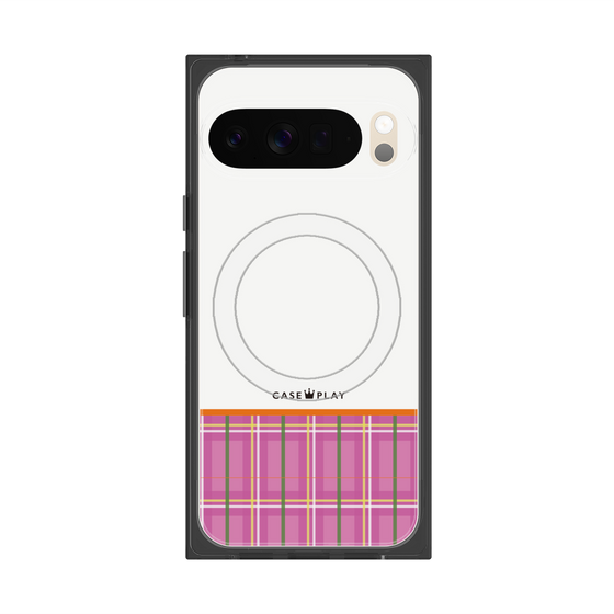 プレミアムスクエアケース with Pixelsnap［ CASEPLAY Tartan Check - Pink ］