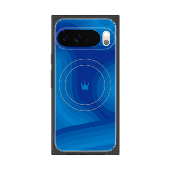プレミアムスクエアケース with Pixelsnap［ CASEPLAY Winding Pattern - Blue ］