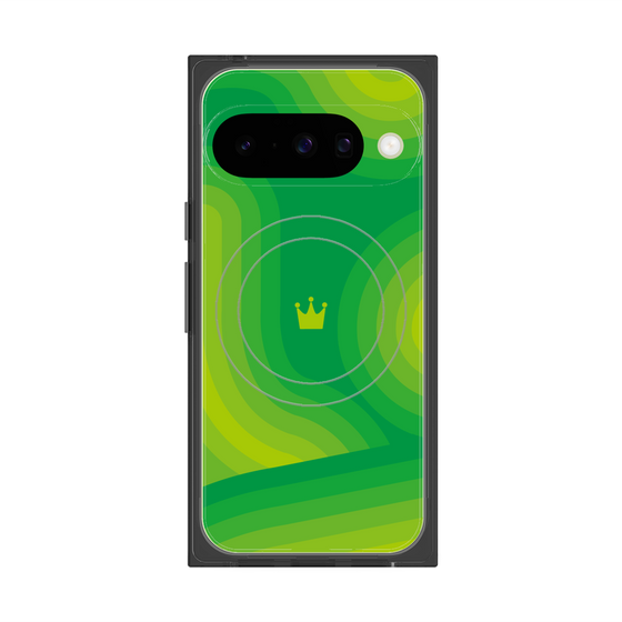 プレミアムスクエアケース with Pixelsnap［ CASEPLAY Winding Pattern - Green ］