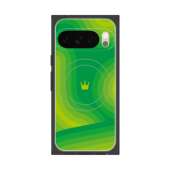 プレミアムスクエアケース with Pixelsnap［ CASEPLAY Winding Pattern - Green ］