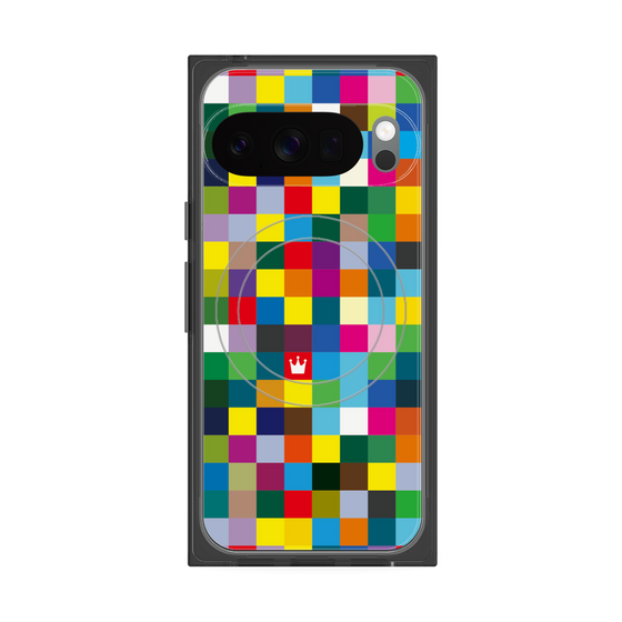 プレミアムスクエアケース with Pixelsnap［ CASEPLAY Rainbow Check ］
