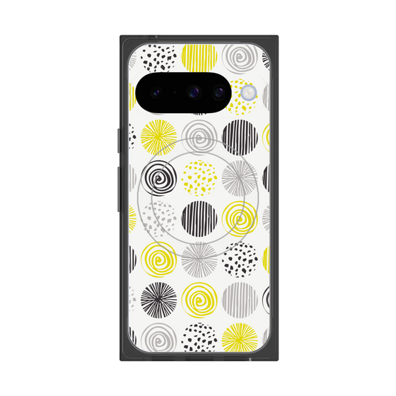 プレミアムスクエアケース with Pixelsnap［ Nordic Circle - Yellow ］