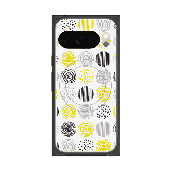 プレミアムスクエアケース with Pixelsnap［ Nordic Circle - Yellow ］