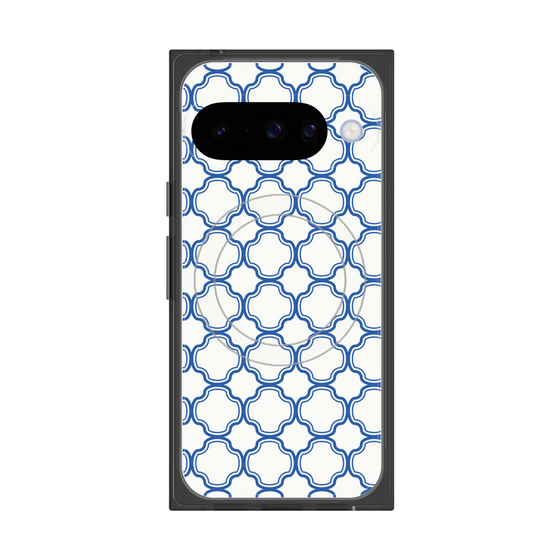 プレミアムスクエアケース with Pixelsnap［ Moroccan3 - Blue ］
