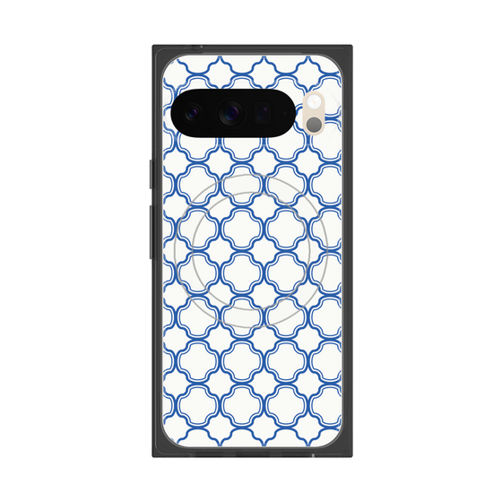 プレミアムスクエアケース with Pixelsnap［ Moroccan3 - Blue ］