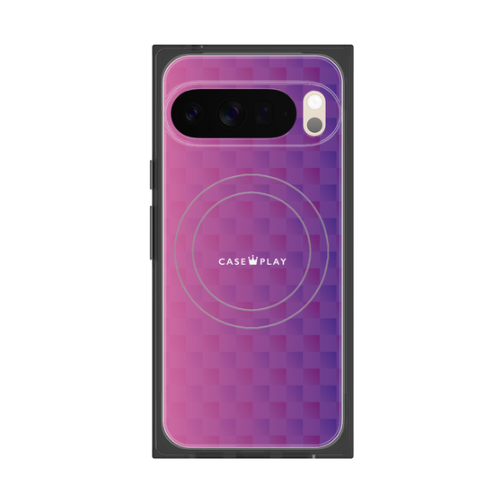 プレミアムスクエアケース with Pixelsnap［ CASEPLAY Check - Purple ］