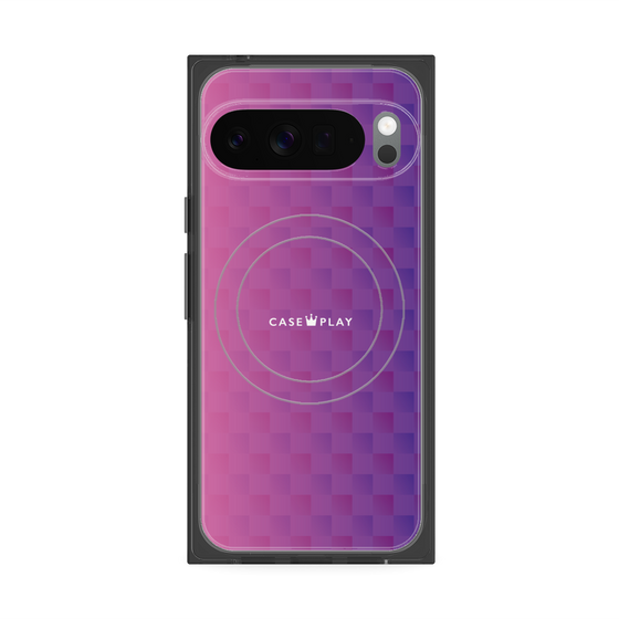 プレミアムスクエアケース with Pixelsnap［ CASEPLAY Check - Purple ］