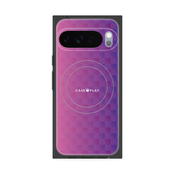 プレミアムスクエアケース with Pixelsnap［ CASEPLAY Check - Purple ］