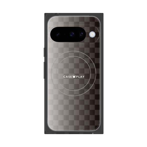 プレミアムスクエアケース with Pixelsnap［ CASEPLAY Check - Black ］