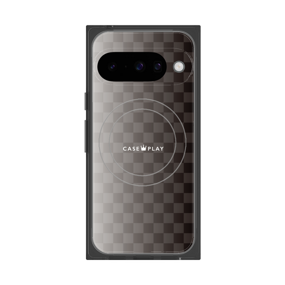 プレミアムスクエアケース with Pixelsnap［ CASEPLAY Check - Black ］