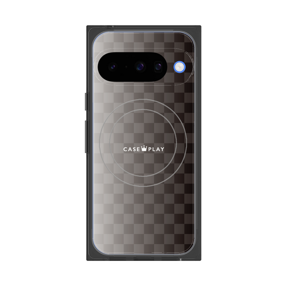 プレミアムスクエアケース with Pixelsnap［ CASEPLAY Check - Black ］