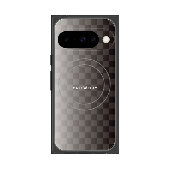 プレミアムスクエアケース with Pixelsnap［ CASEPLAY Check - Black ］