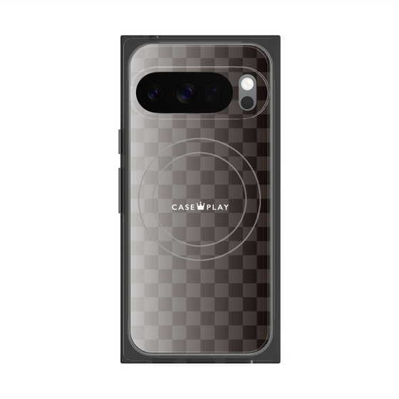 プレミアムスクエアケース with Pixelsnap［ CASEPLAY Check - Black ］