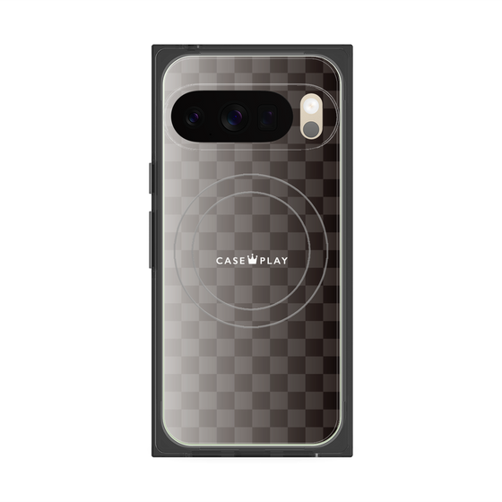 プレミアムスクエアケース with Pixelsnap［ CASEPLAY Check - Black ］