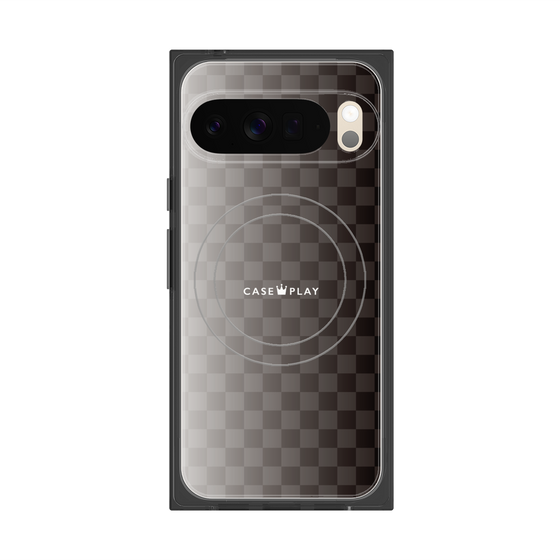 プレミアムスクエアケース with Pixelsnap［ CASEPLAY Check - Black ］