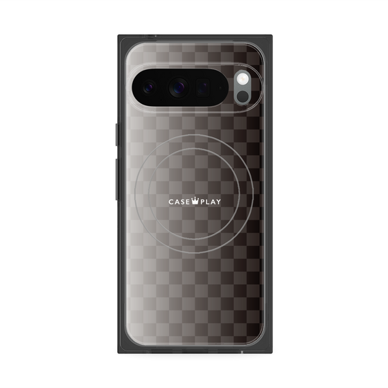 プレミアムスクエアケース with Pixelsnap［ CASEPLAY Check - Black ］