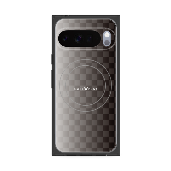 プレミアムスクエアケース with Pixelsnap［ CASEPLAY Check - Black ］