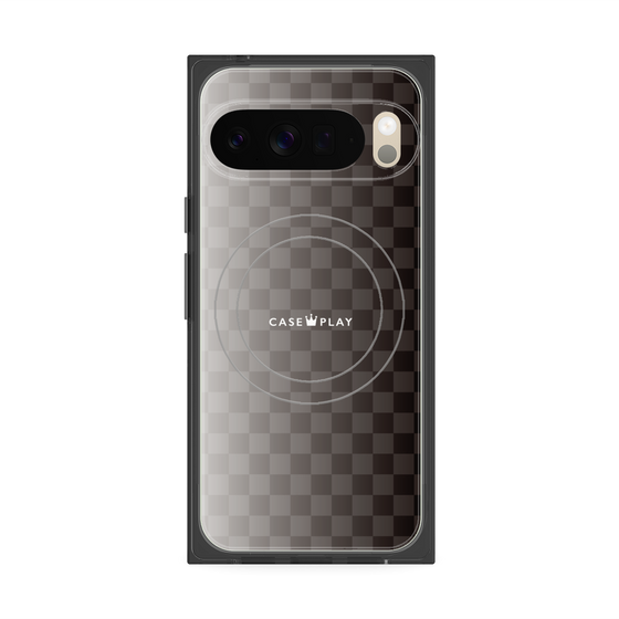プレミアムスクエアケース with Pixelsnap［ CASEPLAY Check - Black ］