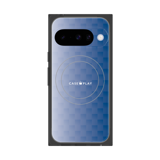 プレミアムスクエアケース with Pixelsnap［ CASEPLAY Check - Blue ］