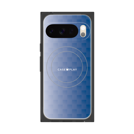 プレミアムスクエアケース with Pixelsnap［ CASEPLAY Check - Blue ］