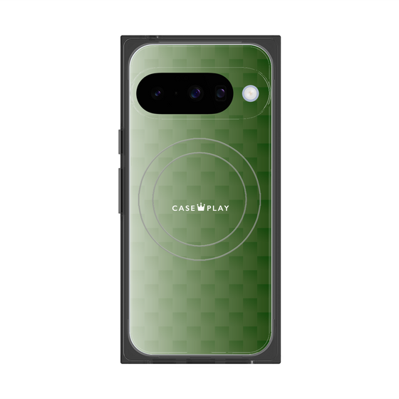 プレミアムスクエアケース with Pixelsnap［ CASEPLAY Check - Green ］