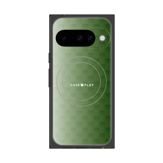 プレミアムスクエアケース with Pixelsnap［ CASEPLAY Check - Green ］