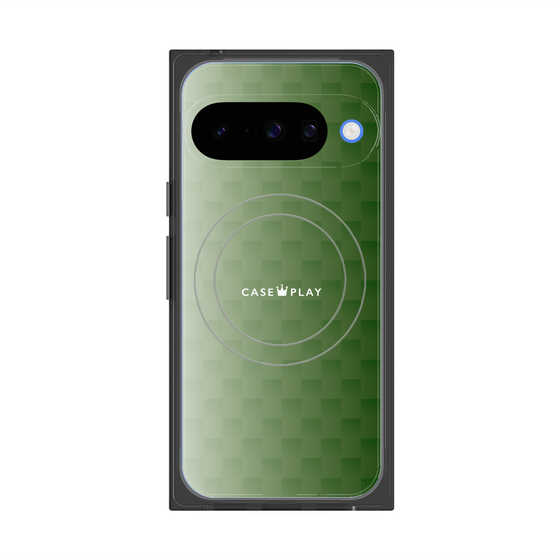 プレミアムスクエアケース with Pixelsnap［ CASEPLAY Check - Green ］