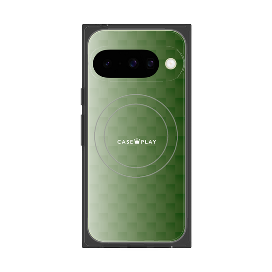プレミアムスクエアケース with Pixelsnap［ CASEPLAY Check - Green ］