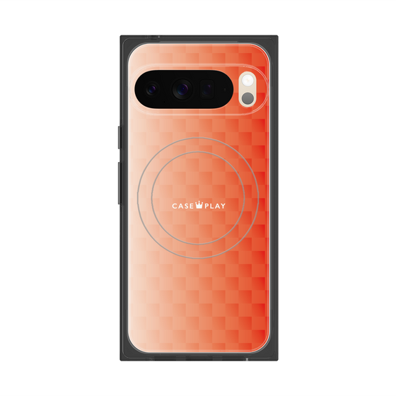 プレミアムスクエアケース with Pixelsnap［ CASEPLAY Check - Orange ］
