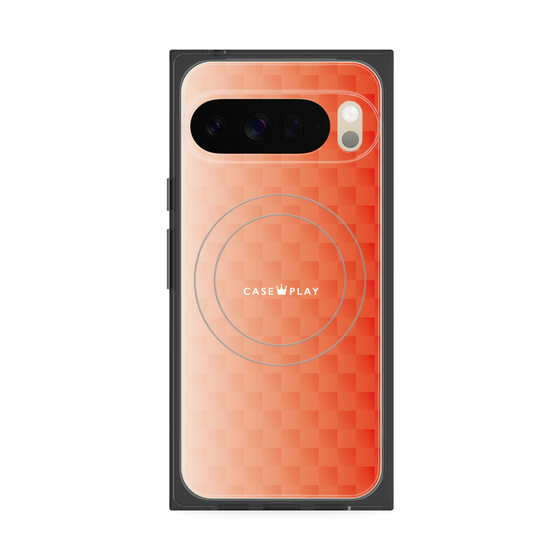 プレミアムスクエアケース with Pixelsnap［ CASEPLAY Check - Orange ］