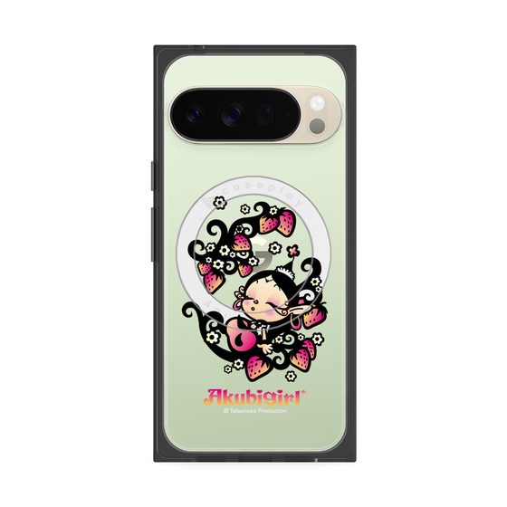 プレミアムスクエアケース with Pixelsnap［ アクビガール - ストロベリー ］