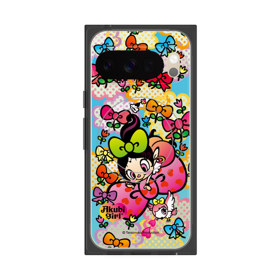 プレミアムスクエアケース with Pixelsnap［ アクビガール - フラワーリボン ］