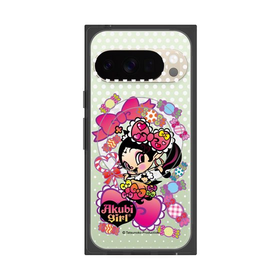 プレミアムスクエアケース with Pixelsnap［ アクビガール - キャンディーリボン ］