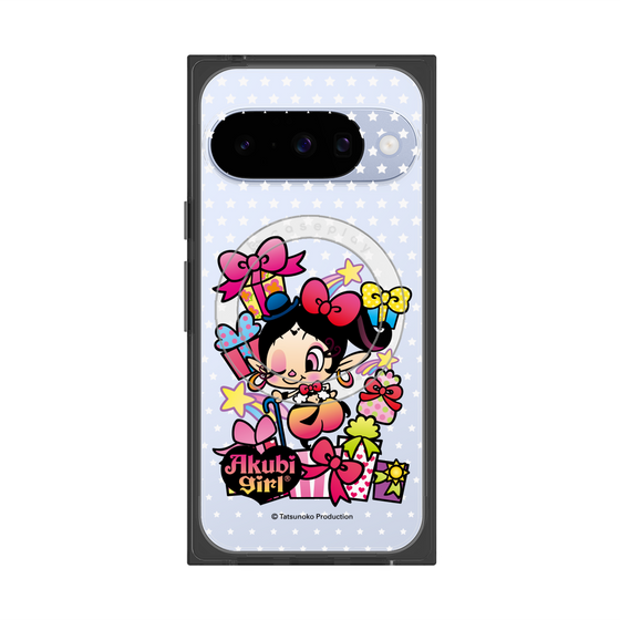 プレミアムスクエアケース with Pixelsnap［ アクビガール - プレゼントリボン ］