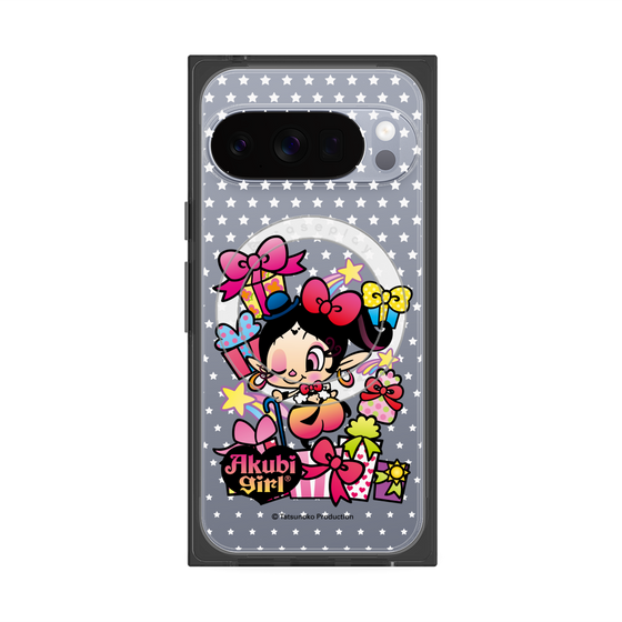プレミアムスクエアケース with Pixelsnap［ アクビガール - プレゼントリボン ］