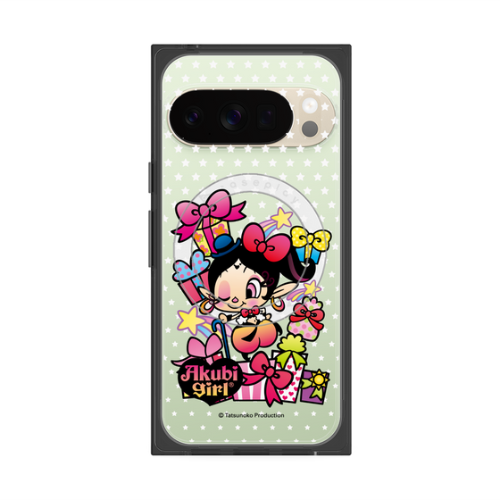 プレミアムスクエアケース with Pixelsnap［ アクビガール - プレゼントリボン ］