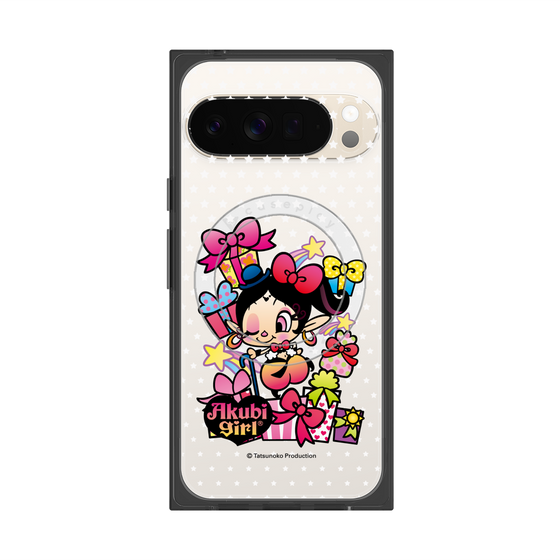 プレミアムスクエアケース with Pixelsnap［ アクビガール - プレゼントリボン ］