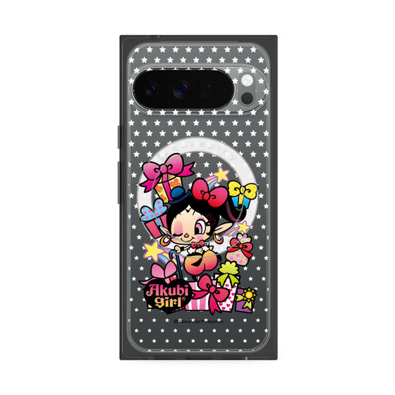 プレミアムスクエアケース with Pixelsnap［ アクビガール - プレゼントリボン ］