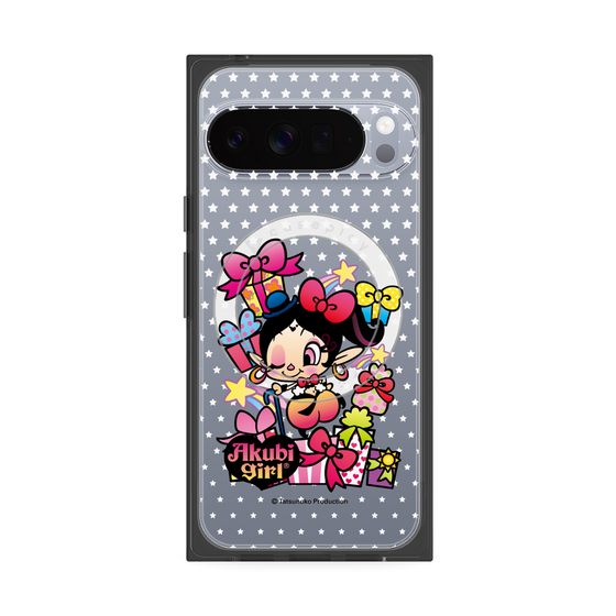 プレミアムスクエアケース with Pixelsnap［ アクビガール - プレゼントリボン ］