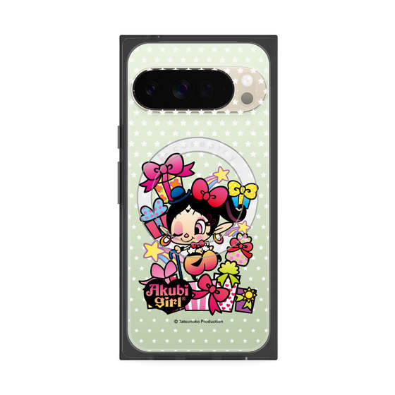 プレミアムスクエアケース with Pixelsnap［ アクビガール - プレゼントリボン ］