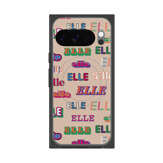 プレミアムスクエアケース with Pixelsnap［ ELLE - ミックスロゴ ］