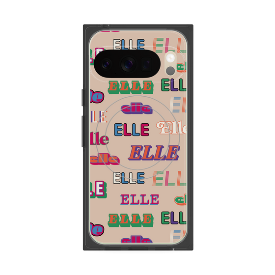 プレミアムスクエアケース with Pixelsnap［ ELLE - ミックスロゴ ］